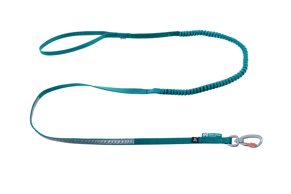 Non - stop dogwear Touring bungee leash, 2m/13mm, Teal, - Polku Cycle Store